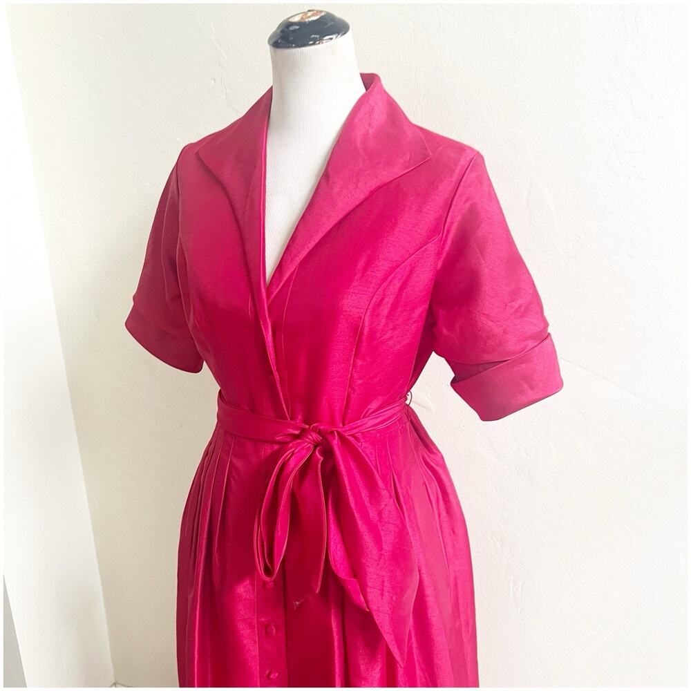 Alfani Retro Style Women’s Cocktail Party Dress Size 10 Shimmer Red Tie Waist - Picture 7 of 14